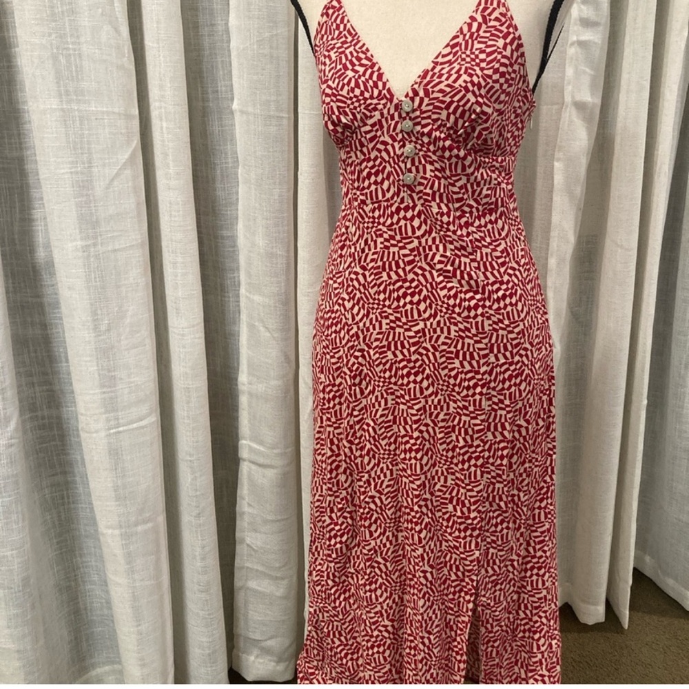 Urban Outfitters Red and White Patterned Midi Dress